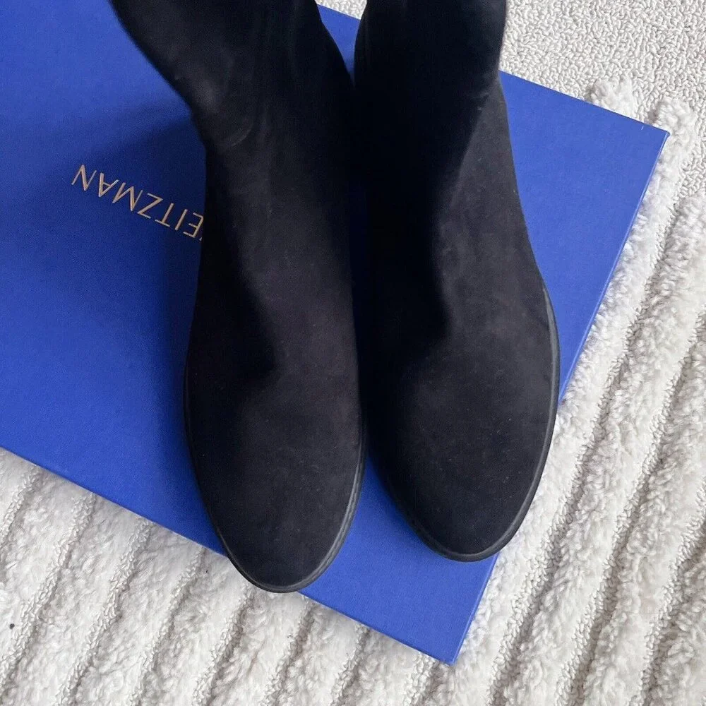 Stuart Weitzman City  Womens Over-the-knee OTK Stretchy Boots Black Suede US 9.5 - Picture 7 of 12